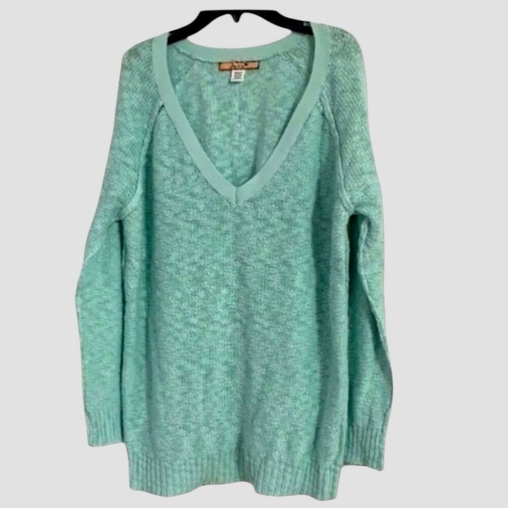 Seafoam Green V-Neck Knit Sweater Oversized Juniors Size Medium So It Is